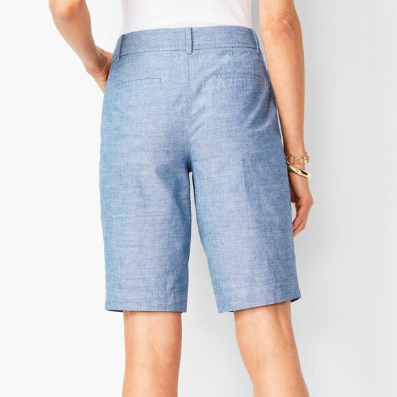 Talbots Blue Chambray Bermuda Perfect Short Women’s Size 4 Preppy Summer Classic - Picture 2 of 16
